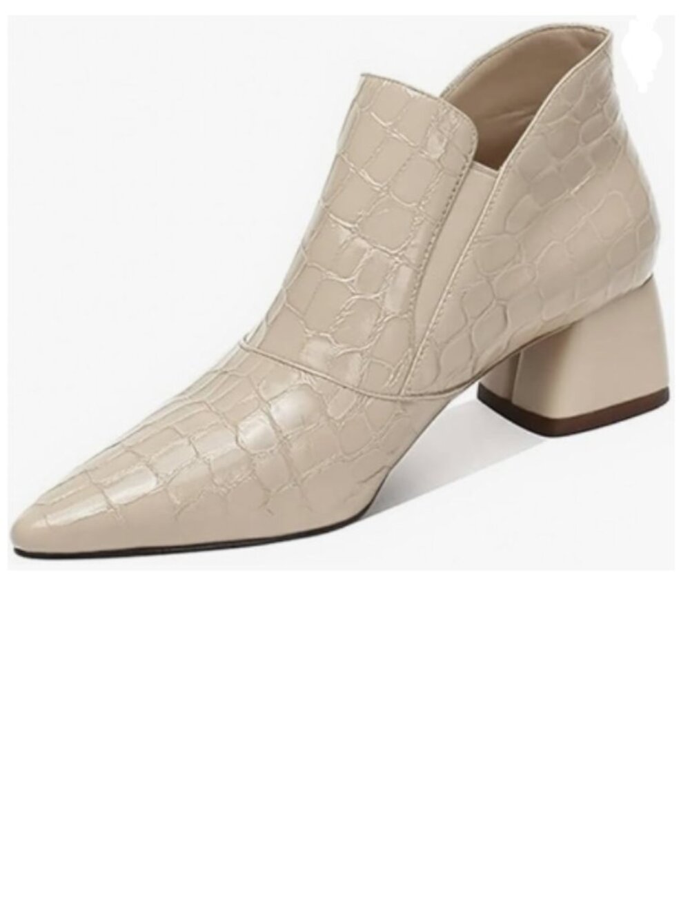 YDN Beige Sexy Pointed Toe Ankle Boots Chunky Low Heel Booties Pull on Shoe